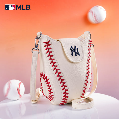 MLB-NY105   MLB New York Yankees Team  Baseball Stitch Crossbody -Beige