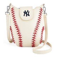 MLB-NY105   MLB New York Yankees Team  Baseball Stitch Crossbody -Beige