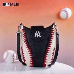 MLB-NY105   MLB New York Yankees Team  Baseball Stitch Crossbody -Black