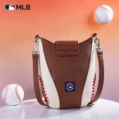 MLB-NY105   MLB New York Yankees Team  Baseball Stitch Crossbody -Brown