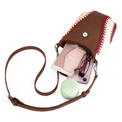 MLB-NY105   MLB New York Yankees Team  Baseball Stitch Crossbody -Brown