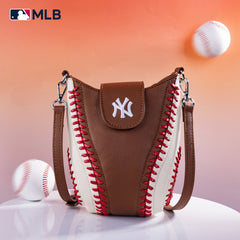 MLB-NY105   MLB New York Yankees Team  Baseball Stitch Crossbody -Brown