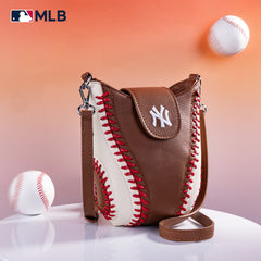 MLB-NY105   MLB New York Yankees Team  Baseball Stitch Crossbody -Brown