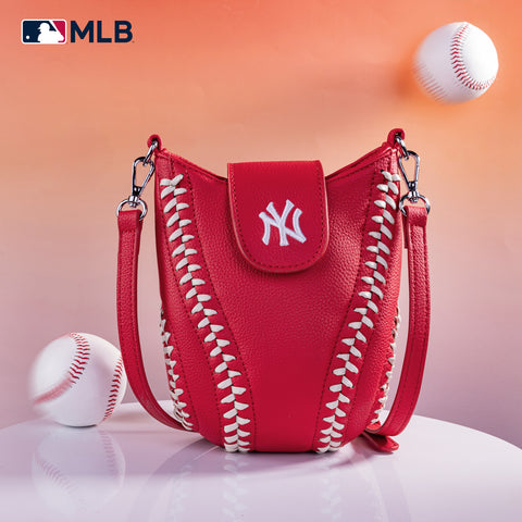 MLB-NY105   MLB New York Yankees Team  Baseball Stitch Crossbody- Red