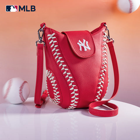 MLB-NY105   MLB New York Yankees Team  Baseball Stitch Crossbody- Red