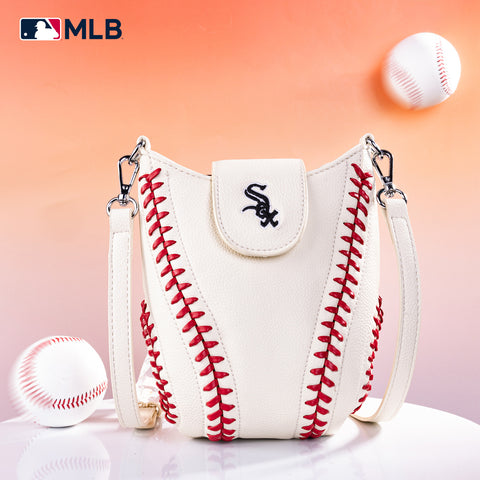 MLB-SX105  MLB Chicago White Sox Team Baseball Stitch Crossbody - Beige