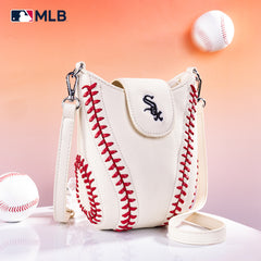 MLB-SX105  MLB Chicago White Sox Team Baseball Stitch Crossbody - Beige