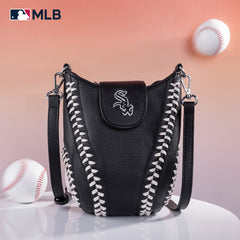 MLB-SX105  MLB Chicago White Sox Team Baseball Stitch Crossbody - Black