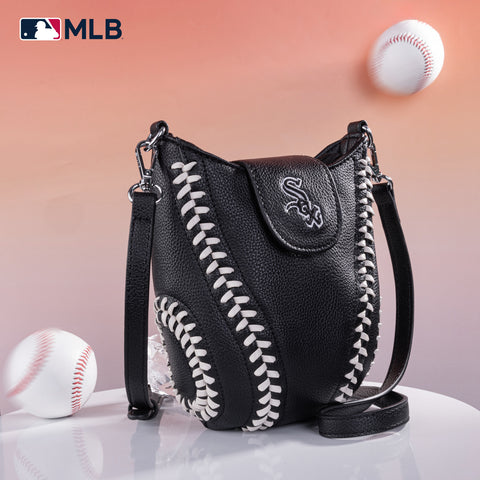 MLB-SX105  MLB Chicago White Sox Team Baseball Stitch Crossbody - Black