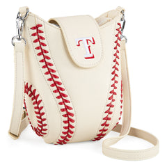 MLB-TX105  MLB Texas Rangers Team Baseball Stitch Crossbody - Beige