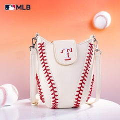 MLB-TX105  MLB Texas Rangers Team Baseball Stitch Crossbody - Beige