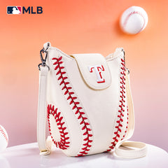 MLB-TX105  MLB Texas Rangers Team Baseball Stitch Crossbody - Beige