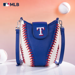 MLB-TX105  MLB Texas Rangers Team Baseball Stitch Crossbody - Blue