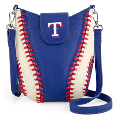 MLB-TX105  MLB Texas Rangers Team Baseball Stitch Crossbody - Blue