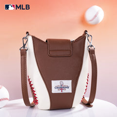 MLB-TX105  MLB Texas Rangers Team Baseball Stitch Crossbody -  Brown