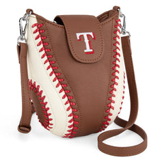 MLB-TX105  MLB Texas Rangers Team Baseball Stitch Crossbody -  Brown