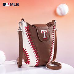 MLB-TX105  MLB Texas Rangers Team Baseball Stitch Crossbody -  Brown