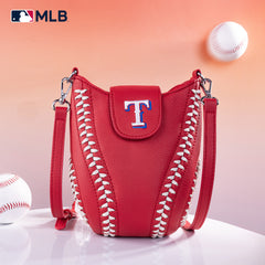 MLB-TX105  MLB Texas Rangers Team Baseball Stitch Crossbody -Red