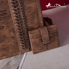 MW1124-H8120SW  Montana West Whipstitch Concealed Carry Tote With Matching Bi-Fold Wallet - Coffee