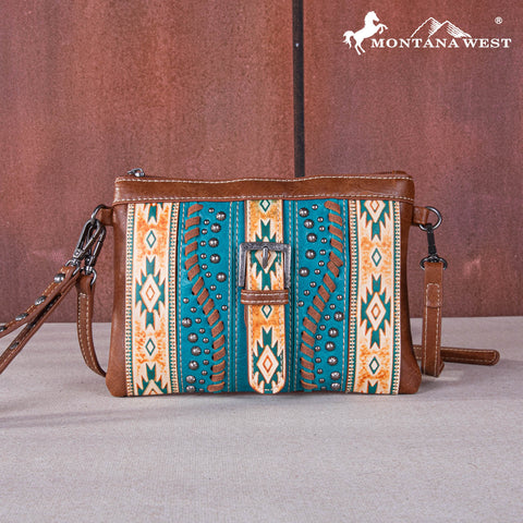 MW1134-181 Montana West Aztec Buckle Collection Clutch/Crossbody