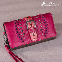 MW1134-W018 Montana West Aztec Buckle Collection Wallet