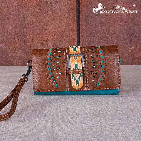 MW1134-W018 Montana West Aztec Buckle Collection Wallet