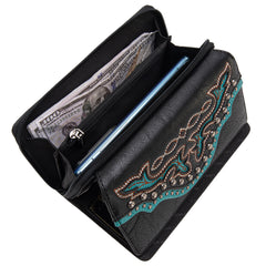 MW1281-W010 Montana West Embroidered Wallet - Black