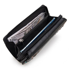 MW1281-W010 Montana West Embroidered Wallet - Black