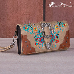 MW1252-W018 Montana West Embroidered Buckle Collection Wallet