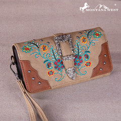 MW1252-W018 Montana West Embroidered Buckle Collection Wallet