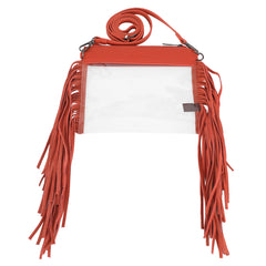 MW1257-A191  Montana West Western Fringe Stadium Clear Crossbody Bag