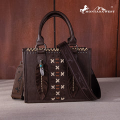 MW1259-8120  Montana West Feather Collection Tote/Crossbody