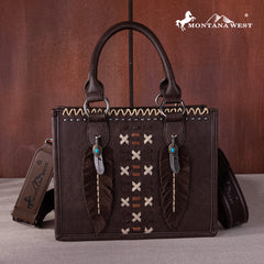 MW1259-8120  Montana West Feather Collection Tote/Crossbody