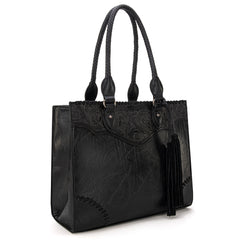 MW1273G-8250 Montana West Tooled  Concealed Carry Tote- Black