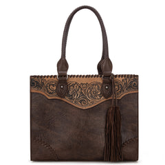 MW1273G-8250 Montana West Tooled  Concealed Carry Tote- Coffee