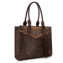 MW1273G-8250 Montana West Tooled  Concealed Carry Tote- Coffee