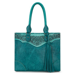 MW1273G-8250 Montana West Tooled  Concealed Carry Tote- Turquoise