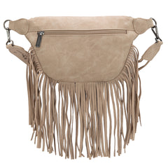 MW1276-194 Montana West Floral Tooled Fringe  Fanny Pack - Tan