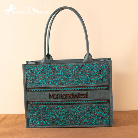 MW1279G-8119  Montana West Embroidered Collection Concealed Carry Tote