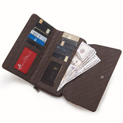 MW1281-W010 Montana West Embroidered Wallet -Coffee