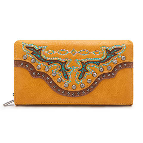 MW1281-W010 Montana West Embroidered Wallet -Mustard