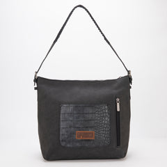 MW1286G-918 Montana West Croc Print Concealed Carry Hobo Black