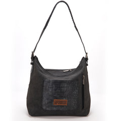 MW1286G-918 Montana West Croc Print Concealed Carry Hobo Black