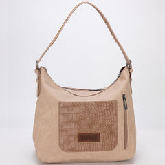 MW1286G-918 Montana West Croc Print Concealed Carry Hobo Tan