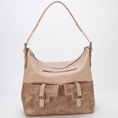 MW1286G-918 Montana West Croc Print Concealed Carry Hobo Tan