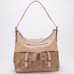 MW1286G-918 Montana West Croc Print Concealed Carry Hobo Tan