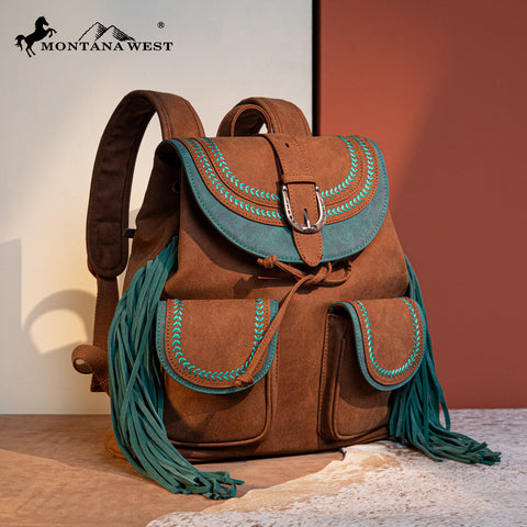 MW1289-9110 Montana West Fringe Buckle Collection Backpack
