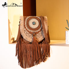 MW1291-8360 Montana West Concho Fringe Collection Saddle Bag/Crossbody