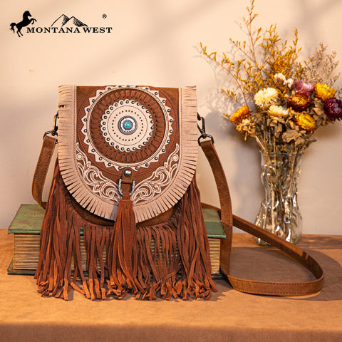 MW1291-8360 Montana West Concho Fringe Collection Saddle Bag/Crossbody