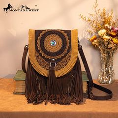 MW1291-8360 Montana West Concho Fringe Collection Saddle Bag/Crossbody